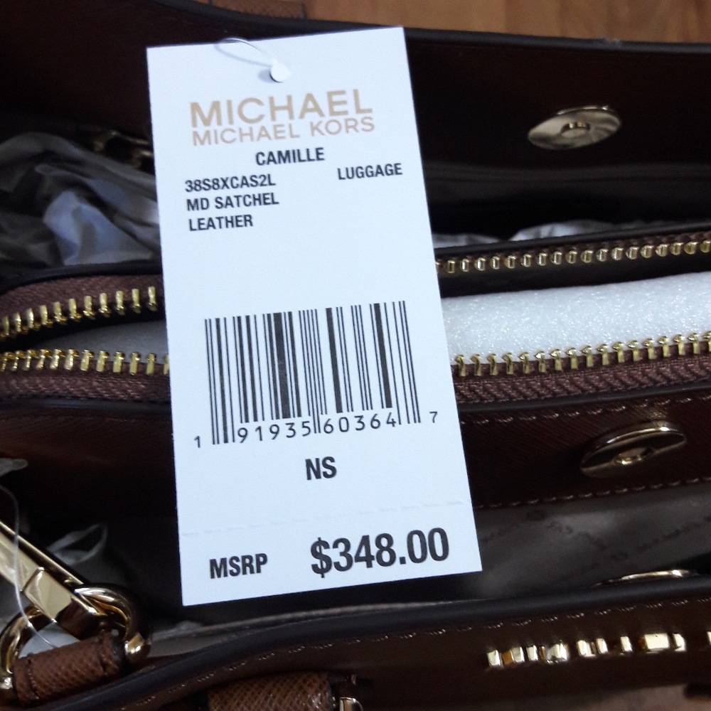 Michael Kors Camille Brown Leather Sarchel - Picture 16 of 16